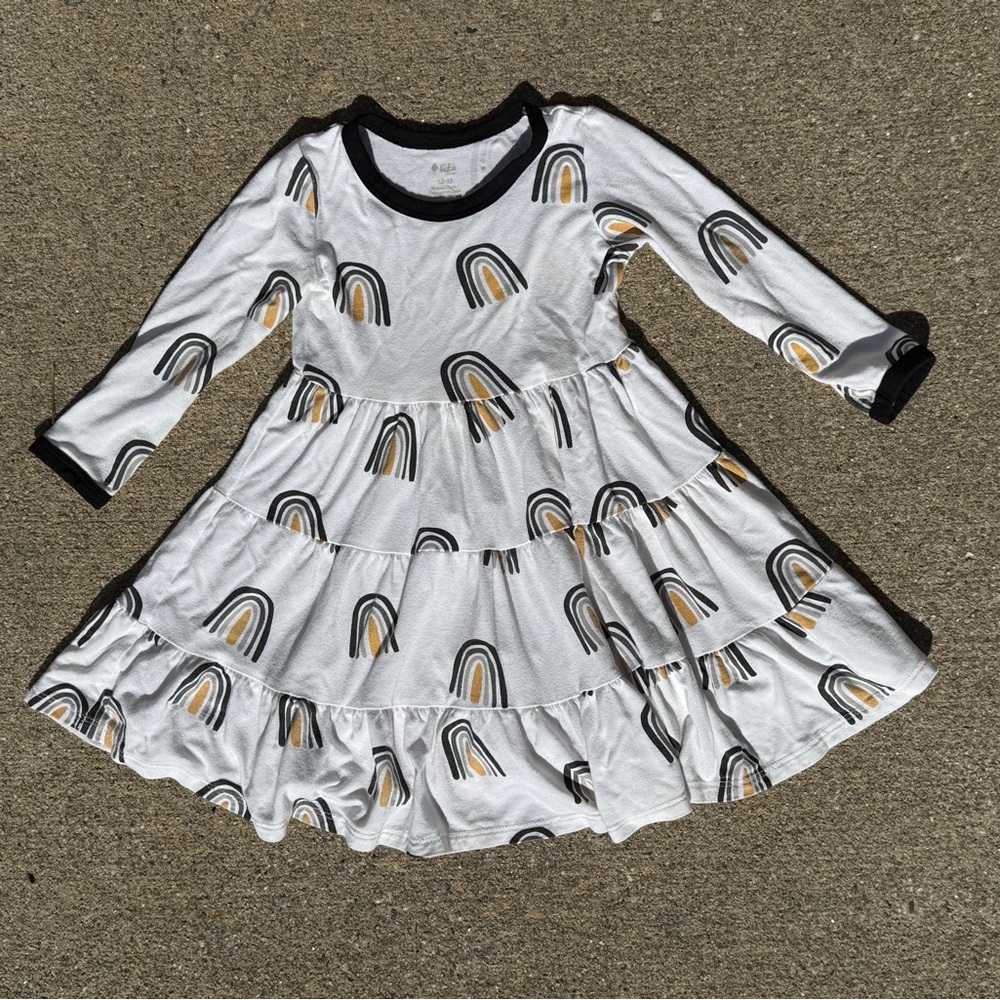 Kyte BABY White Dress with Rainbow Accents - 12-18 months